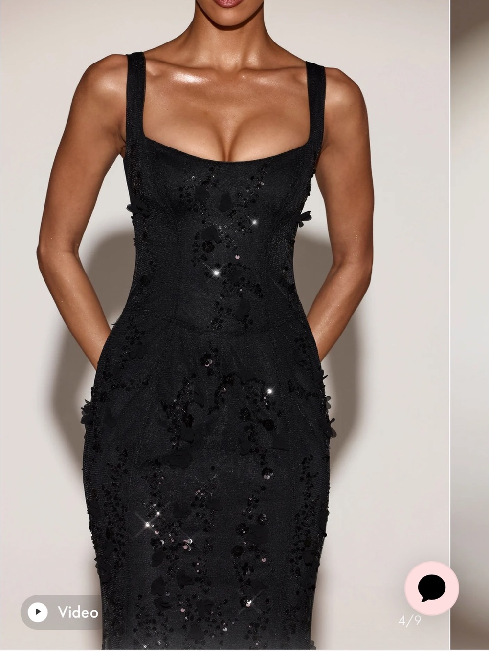 Oh Polly Vasanta Embellished Appliqué Soft-Scoop Corset Gown 10 Black NWT Maxi - Picture 4 of 14
